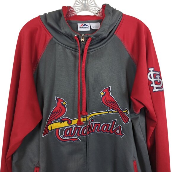 Majestic St Louis Cardinals Hooded Jacket Zipper closure long sleeves pockets - Picture 4 of 15